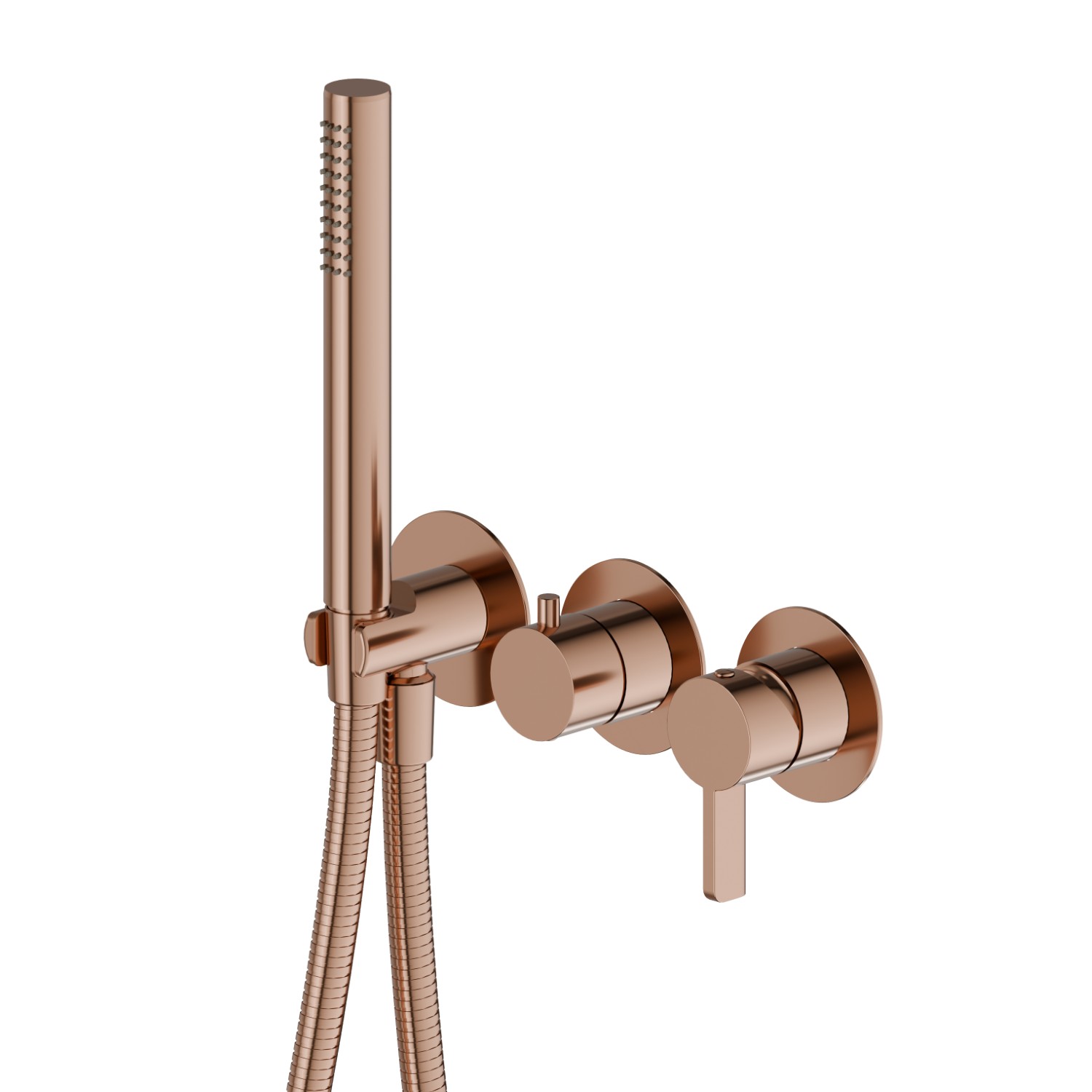 Mitigeur mural 2 sorties avec douchette et inverseur - ø70 - finition PVD Copper Bronze