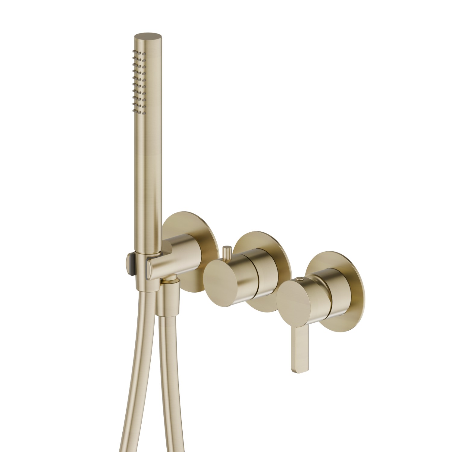 Gruppo doccia da incasso completo di doccetta e deviatore a 2 uscite - finitura PVD Brushed Pale Gold