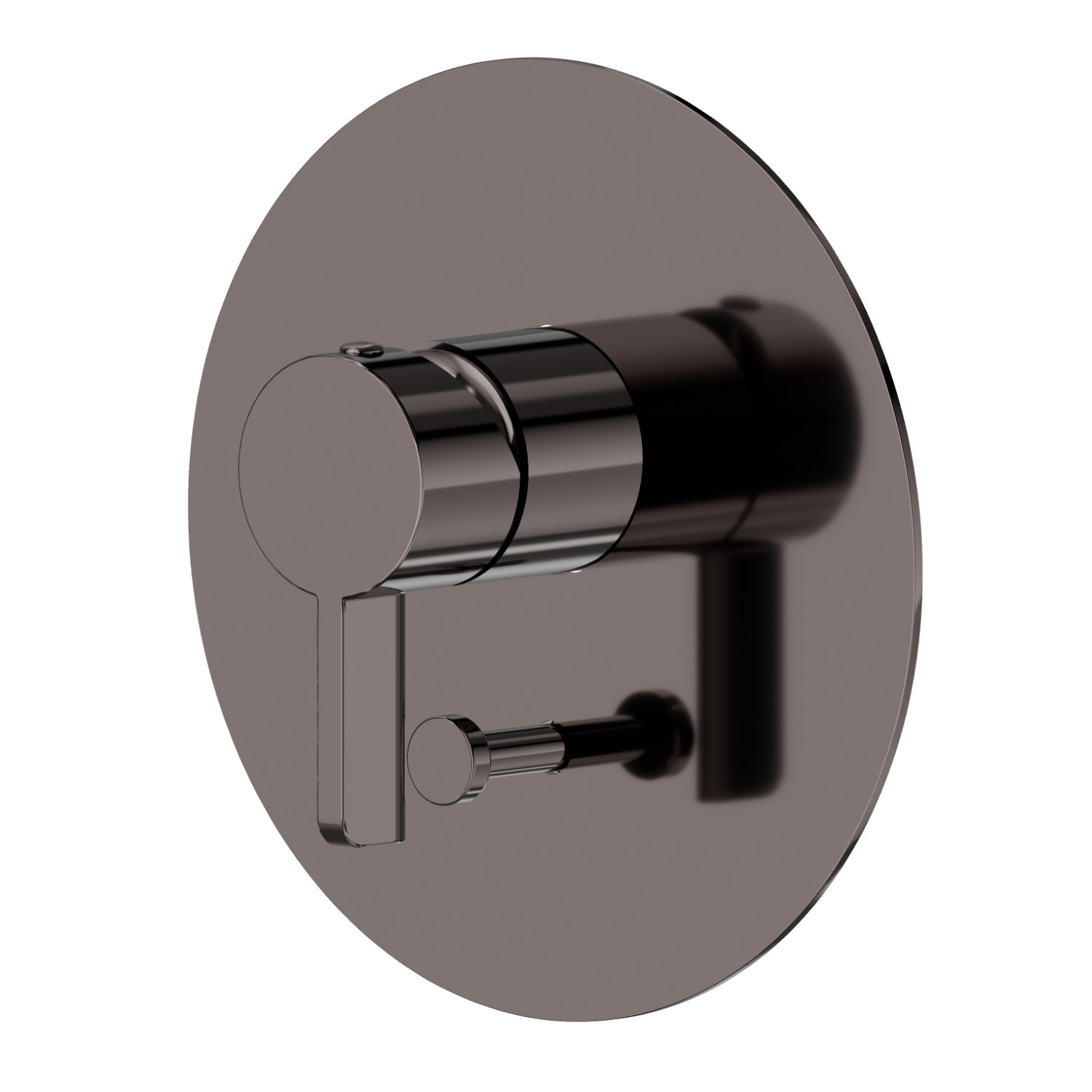 Mitigeur encastré 2 sorties avec inverseur automatique (entrées et sorties de 1/2”). Façade murale. Ø160 - finition PVD Gun Metal