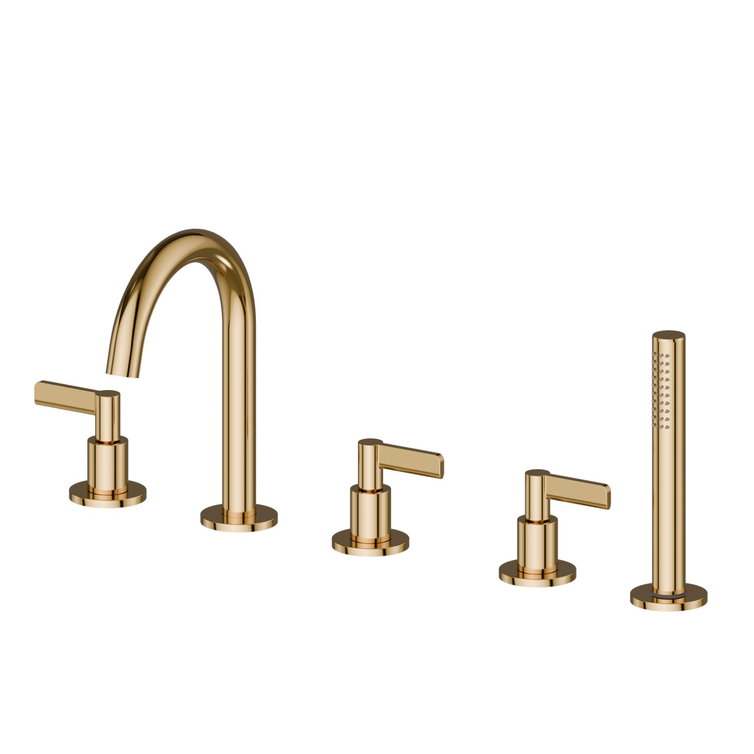 5-hole complete set of deck-mounted mixer - finish PVD Glossy Gold