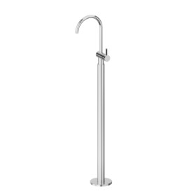Single lever basin mixer with floor pillar union - finish Chrome
