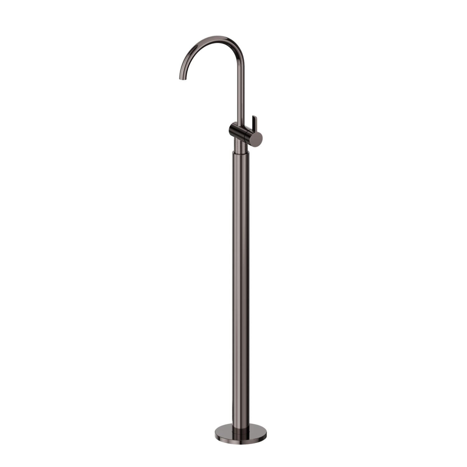 Single lever basin mixer with floor pillar union - finish PVD Gun Metal