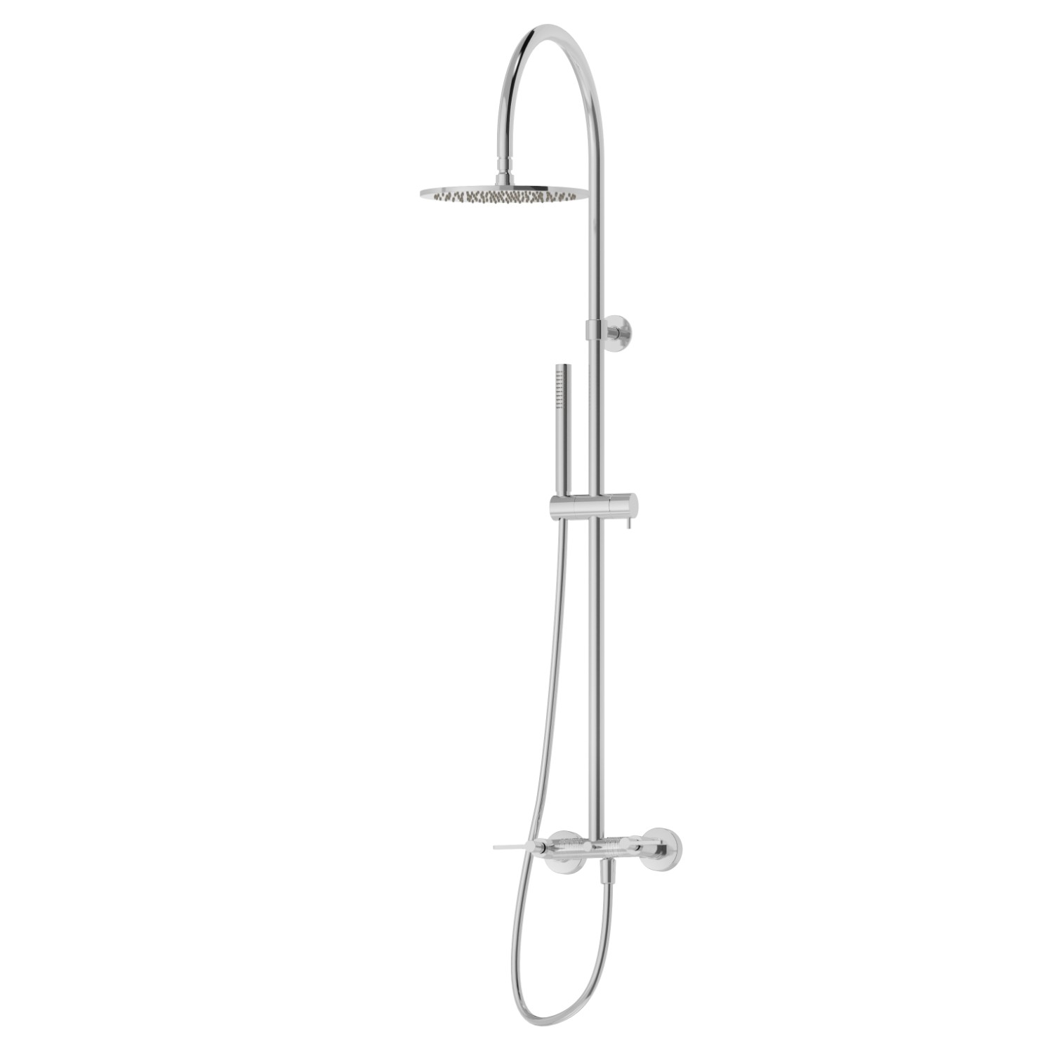 Duschsäule mit Außeneinheit komplett mit Umsteller, inspizierbarem Duschkopf und einstrahliger Handbrause aus Messing. LUXURY - oberfläche Chrom
