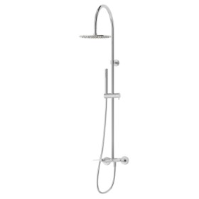 Colonna doccia con gruppo esterno completa di deviatore, soffione ispezionabile e doccetta monogetto in ottone. LUXURY. - finitura Cromo