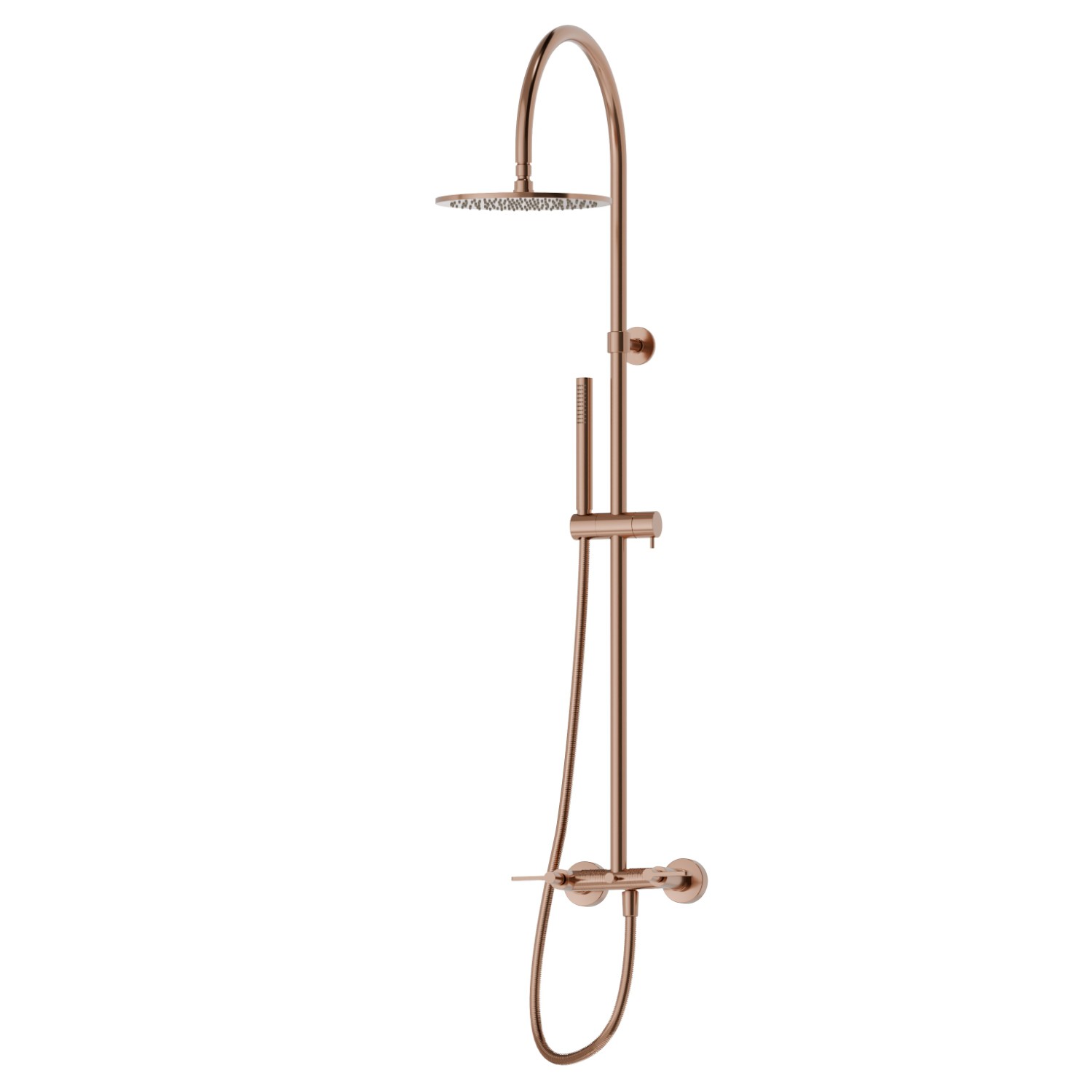Colonna doccia con gruppo esterno completa di deviatore, soffione ispezionabile e doccetta monogetto in ottone. LUXURY. - finitura PVD Copper Bronze