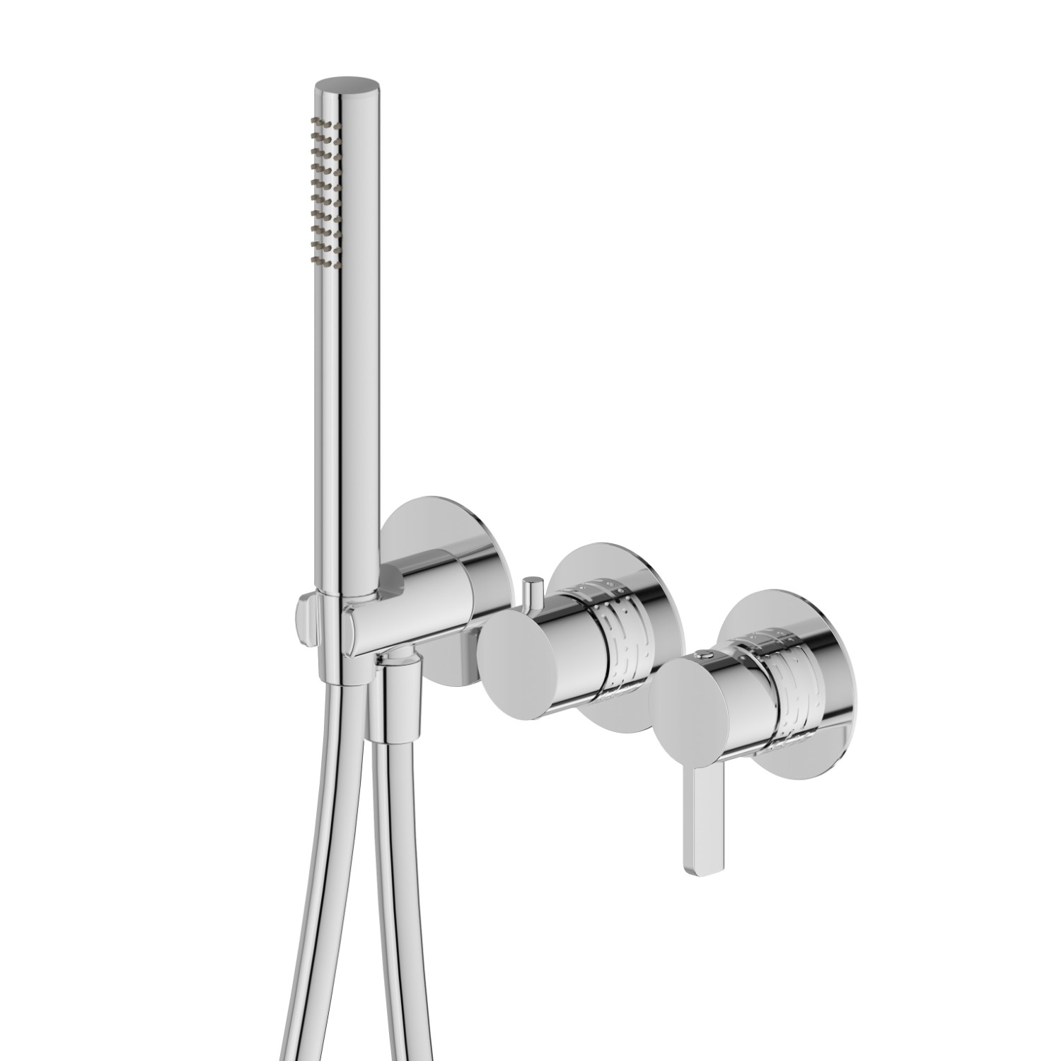 Complete concealed shower group, with shower set and 2 ways out diverter - ø70 - finish Chrome
