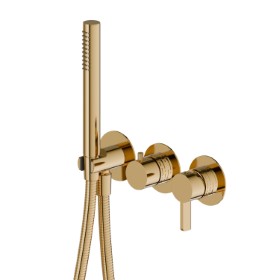 Complete concealed shower group, with shower set and 2 ways out diverter - ø70 - finish PVD Glossy Gold