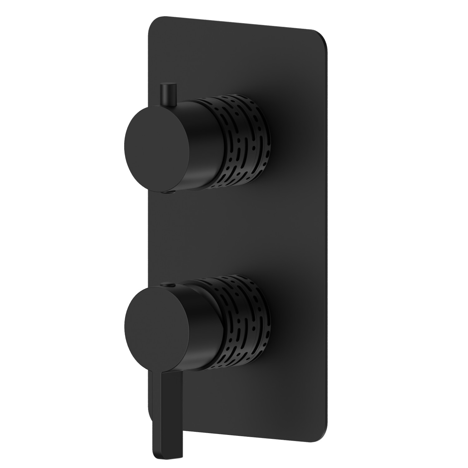 Miscelatore monocomando ad incasso con deviatore meccanico a 2 uscite, ingressi ed uscite da 1/2”. Parte esterna. Ø170. LUXURY - finitura Nero opaco