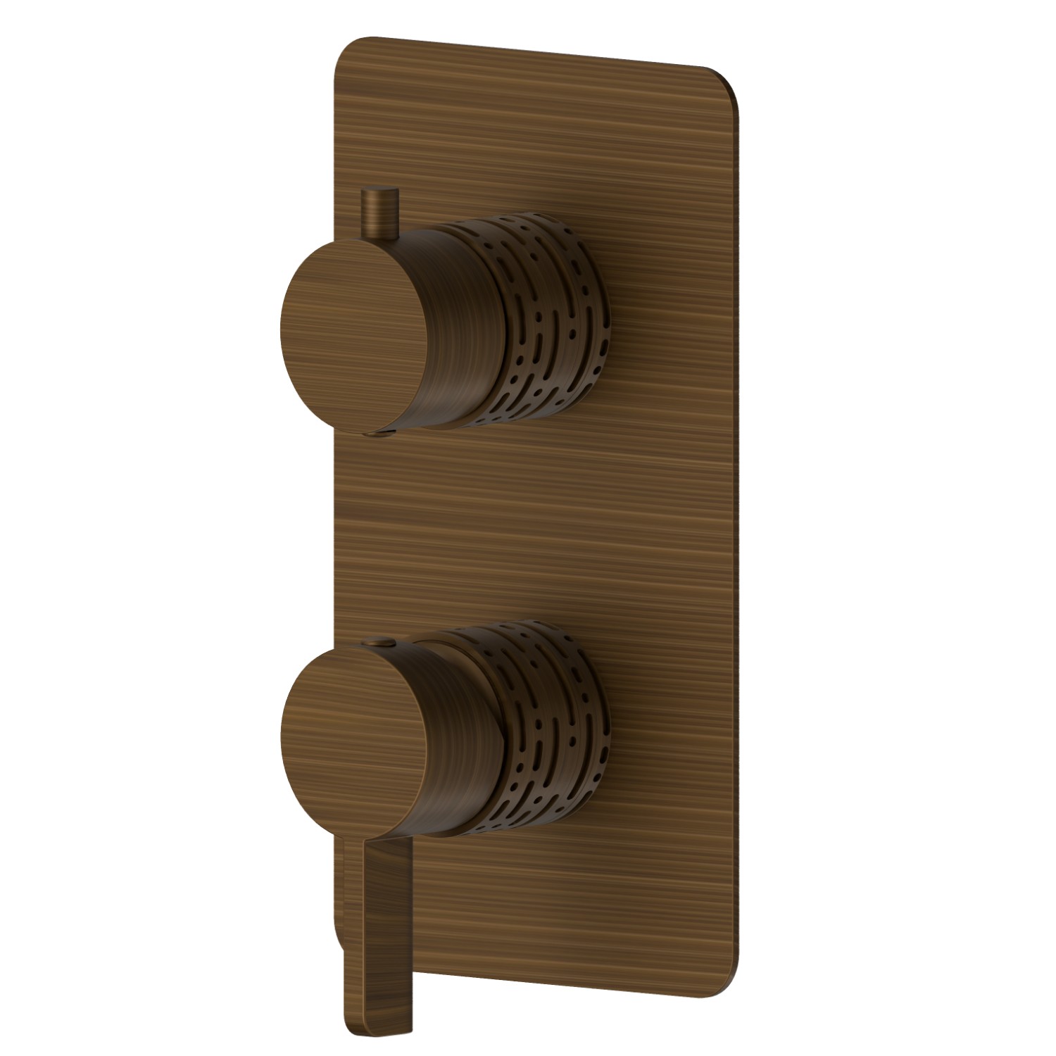Einbau-einhebelmischer mit mechanischer umstellung mit zwei ausgängen, 1/2” ein- und ausgängen. Außenteil. LUXURY - oberfläche Groove Bronze