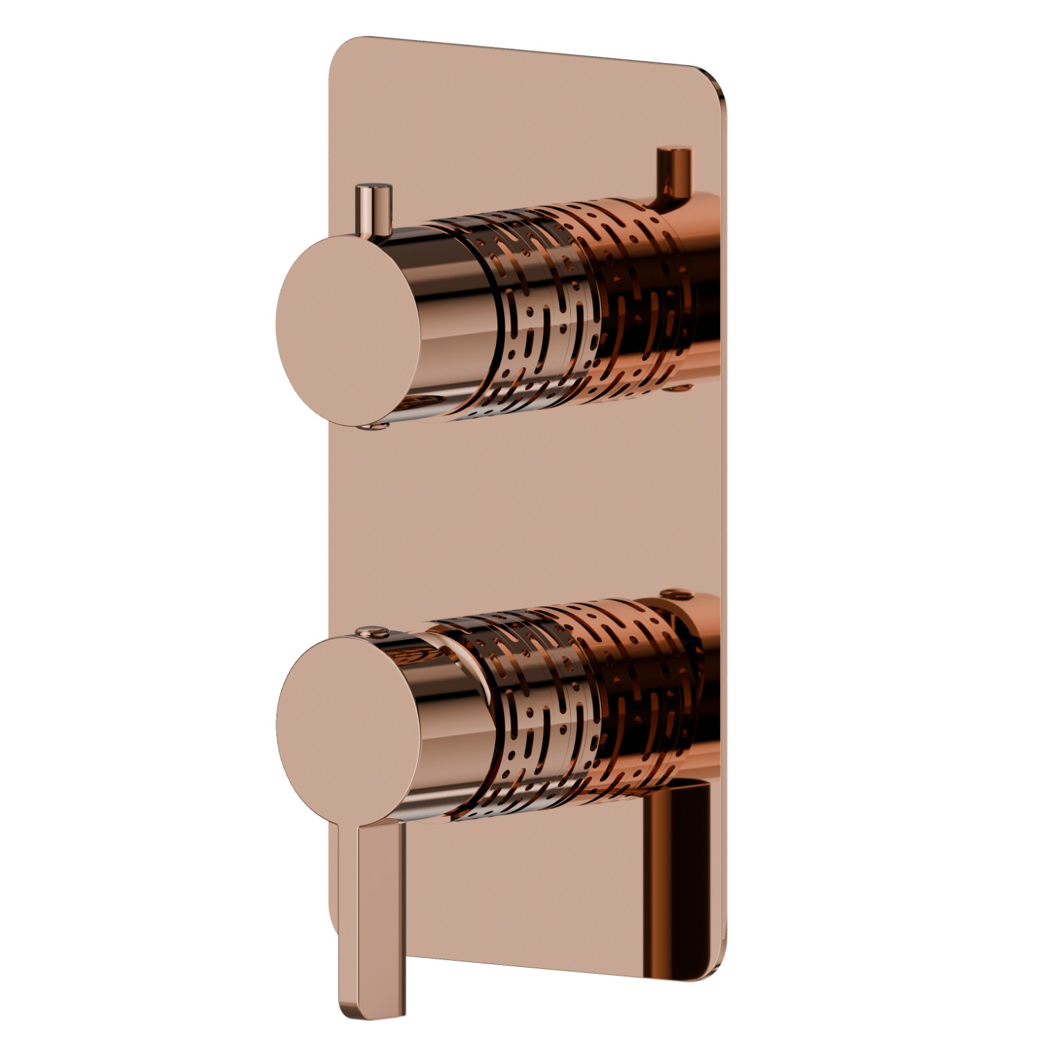 Mitigeur encastré 2 sorties avec inverseur (entrées et sorties de 1/2”). Façade murale. LUXURY - finition PVD Copper Bronze