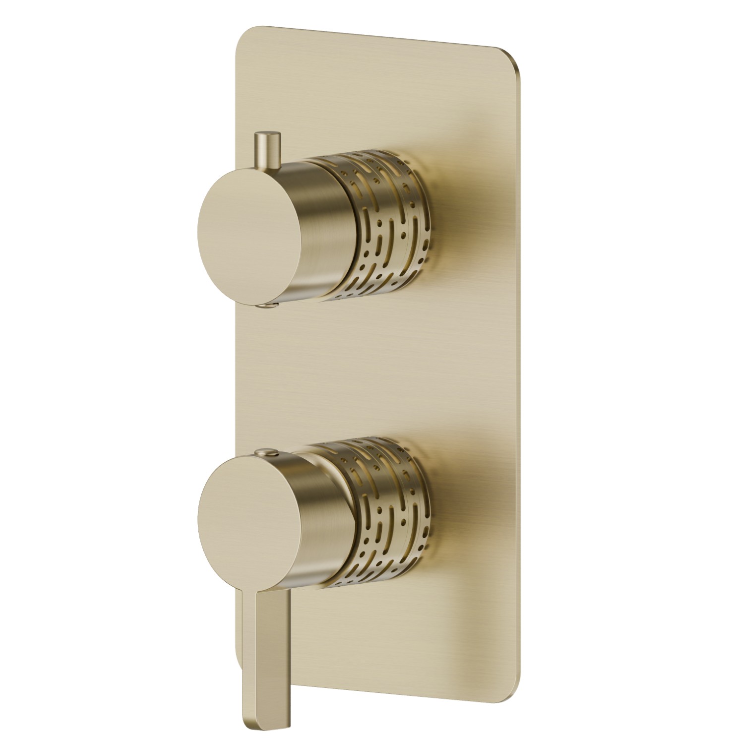 Einbau-einhebelmischer mit mechanischer umstellung mit zwei ausgängen, 1/2” ein- und ausgängen. Außenteil. LUXURY - oberfläche PVD  Pale Gold gebürstet
