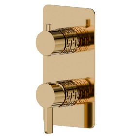 Single lever concealed mixer with 2 ways out mechanical diverter, 1/2” connections. External part. LUXURY - finish PVD Glossy Gold