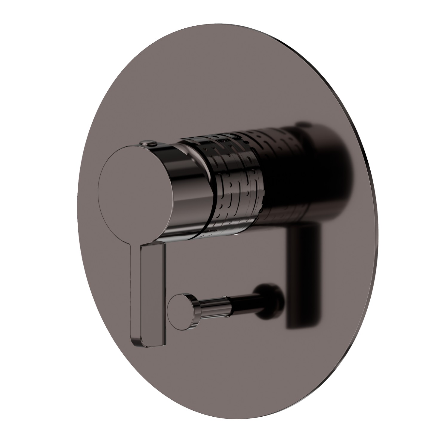 Mitigeur encastré 2 sorties avec inverseur automatique (entrées et sorties de 1/2”). Façade murale. Ø160. LUXURY - finition PVD Gun Metal