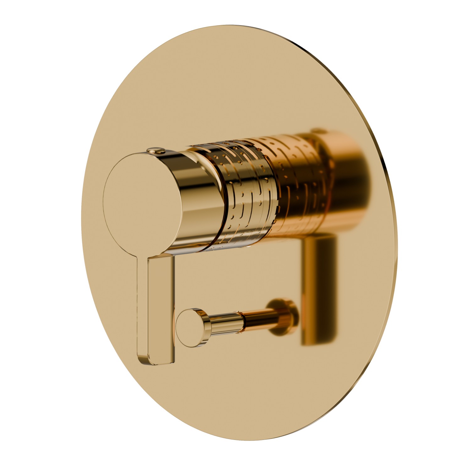 Single lever concealed mixer with 2 ways out automatic diverter, 1/2” connections. External part. Ø160. LUXURY - finish PVD Glossy Gold