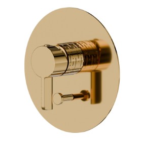 Single lever concealed mixer with 2 ways out automatic diverter, 1/2” connections. External part. Ø160. LUXURY - finish PVD Glossy Gold