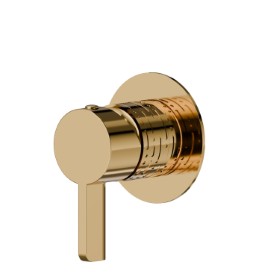 Single lever concealed mixer, to combine with a 3 ways out concealed diverter without stop. Ø70.  External part. LUXURY - finish PVD Glossy Gold