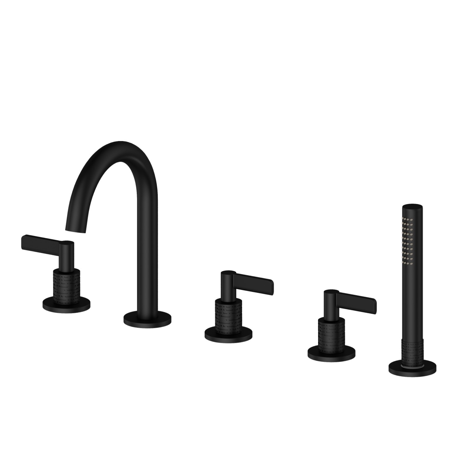 5-hole complete set of deck-mounted mixer - finish Matt Black