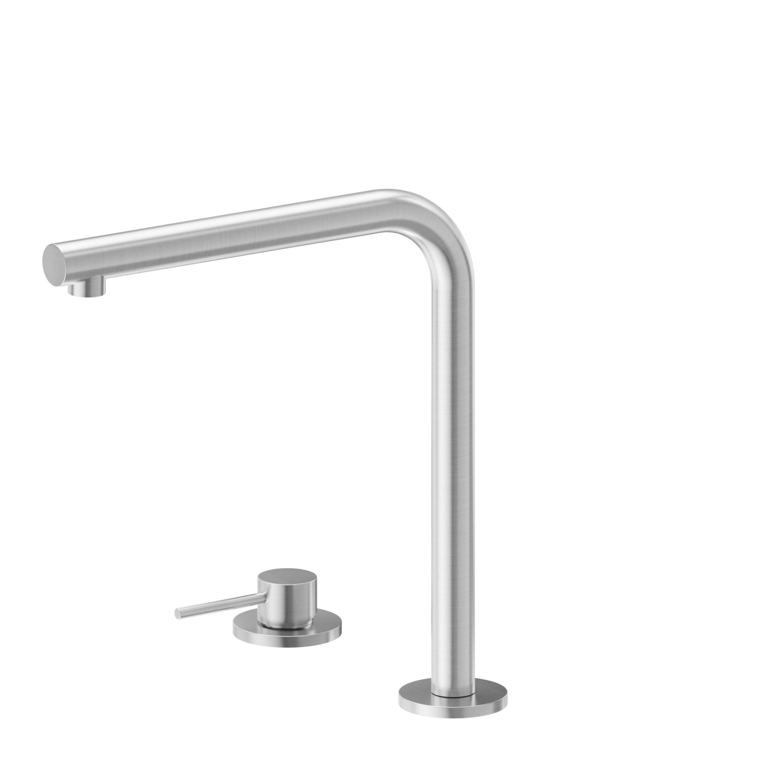 Set évier avec mitigeur monocommande et bec L pivotant - finition Brushed Nickel