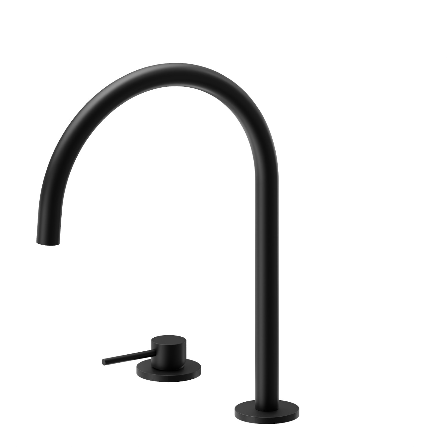 Set évier avec mitigeur monocommande et bec rond pivotant - finition Matt Black
