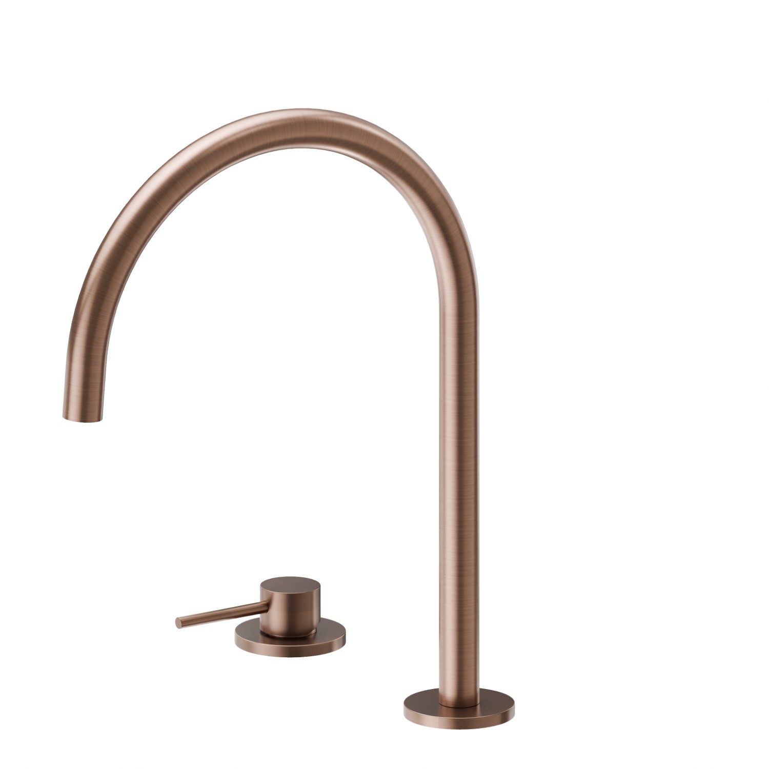 Set évier avec mitigeur monocommande et bec rond pivotant - finition PVD Brushed Copper Bronze