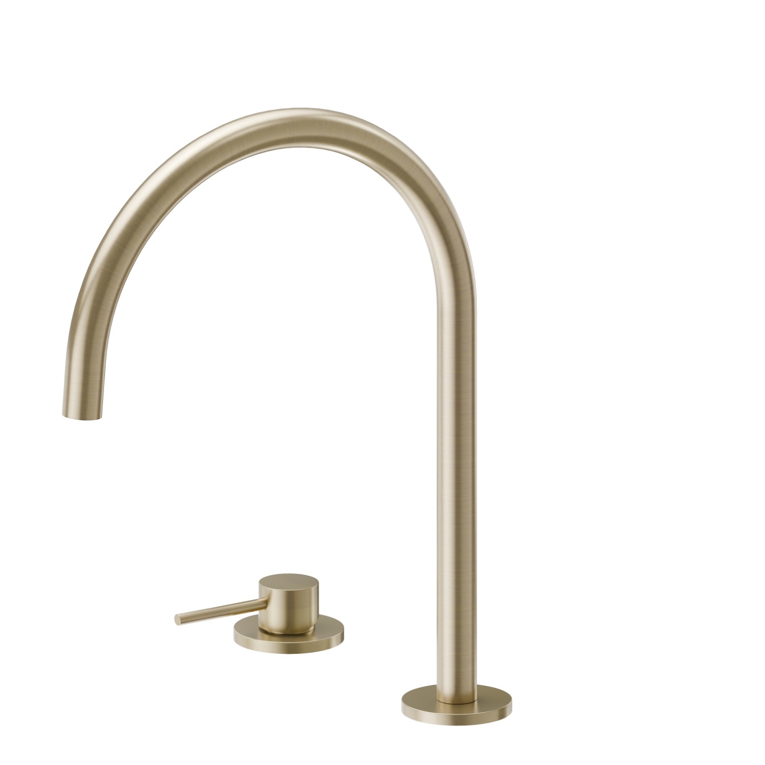 Set évier avec mitigeur monocommande et bec rond pivotant - finition PVD Brushed Pale Gold