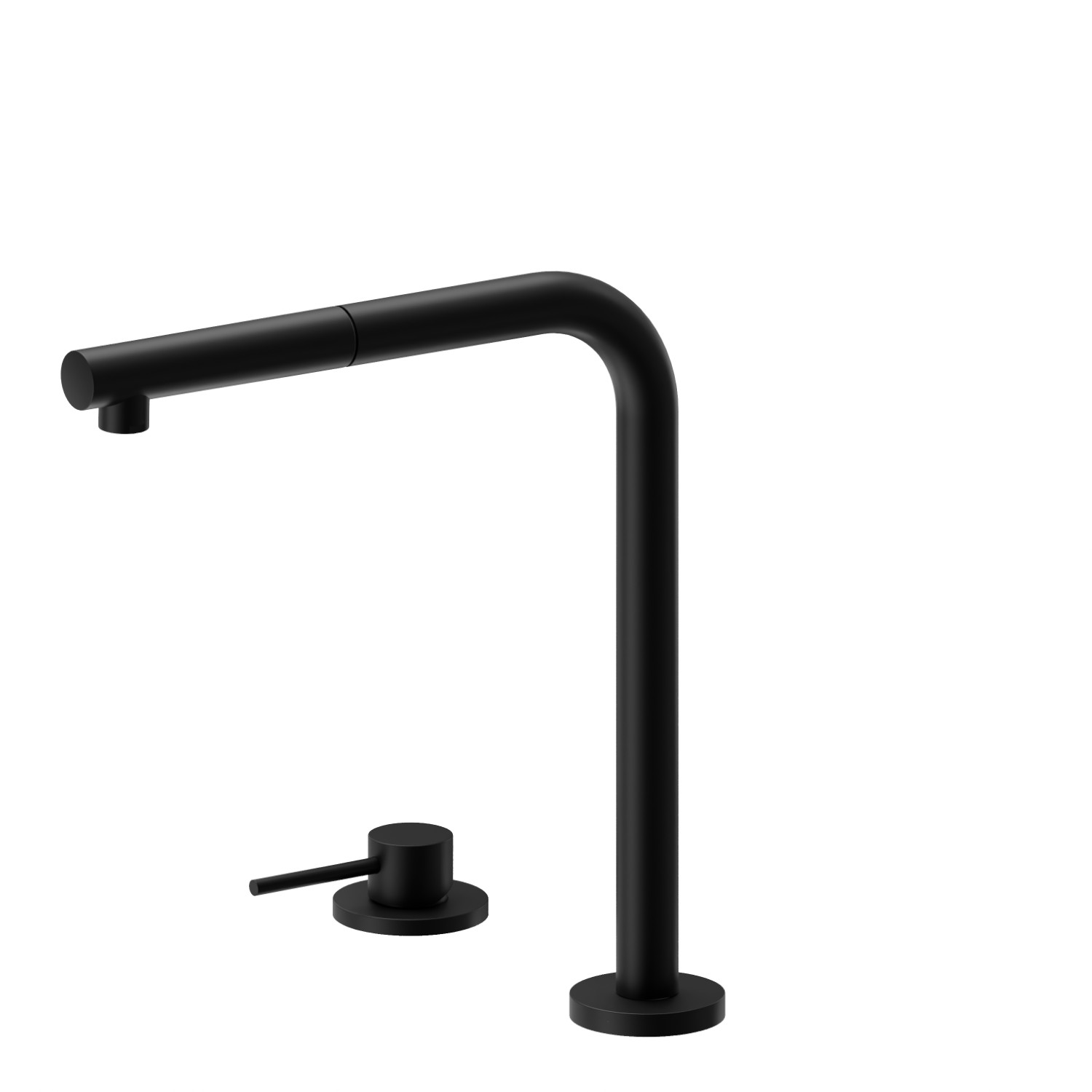 Complete set consisting of single-lever sink mixer and L swivel spout with pull-out hand shower - finish Matt Black