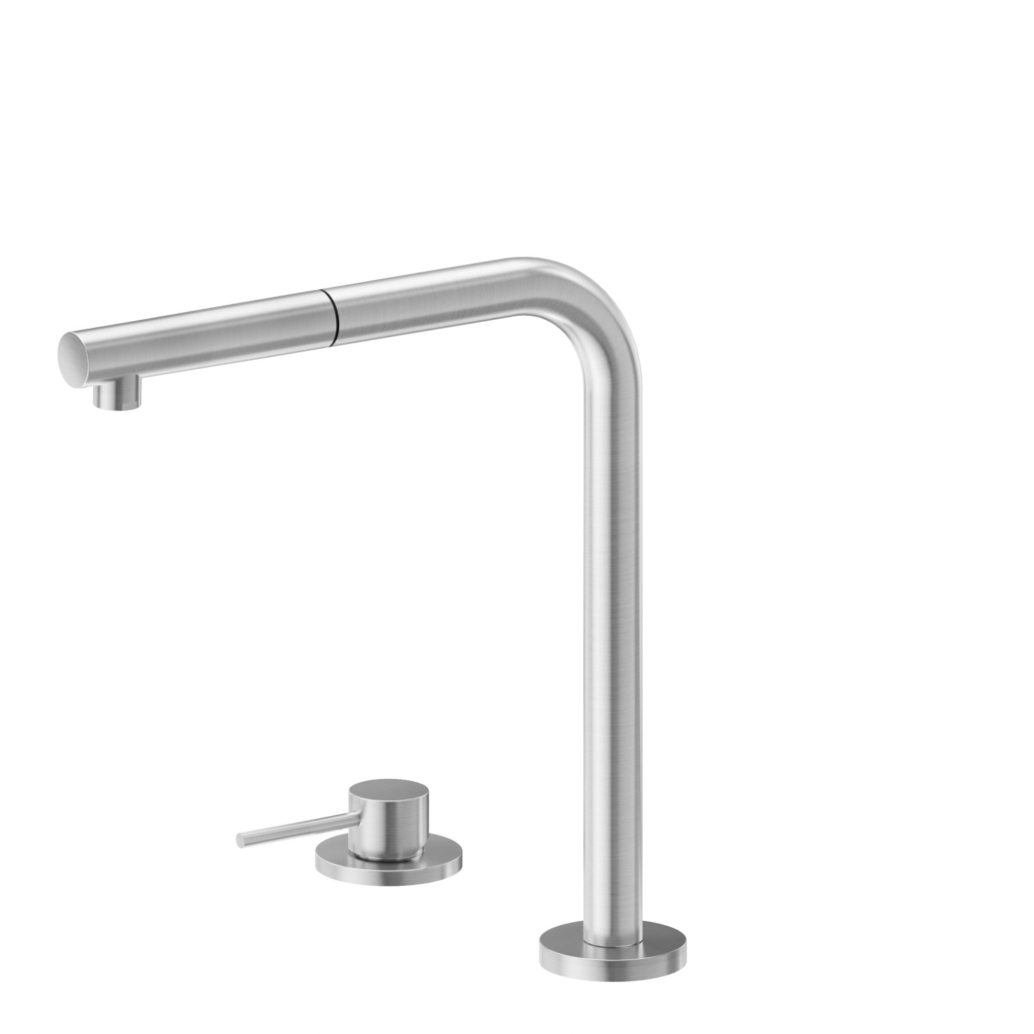 Set évier avec mitigeur monocommande, bec L pivotant et douchette extractible - finition Brushed Nickel