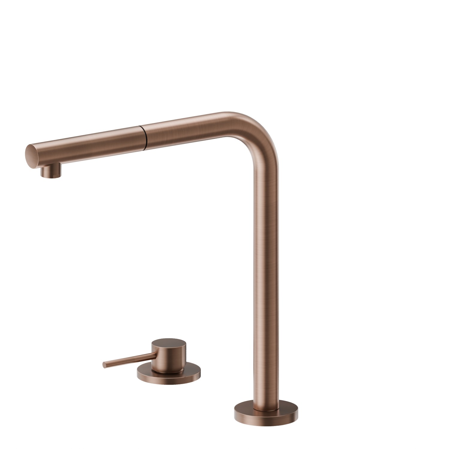Set per lavello composto da miscelatore monocomando e bocca “L” girevole con doccetta estraibile - finitura PVD Brushed Copper Bronze