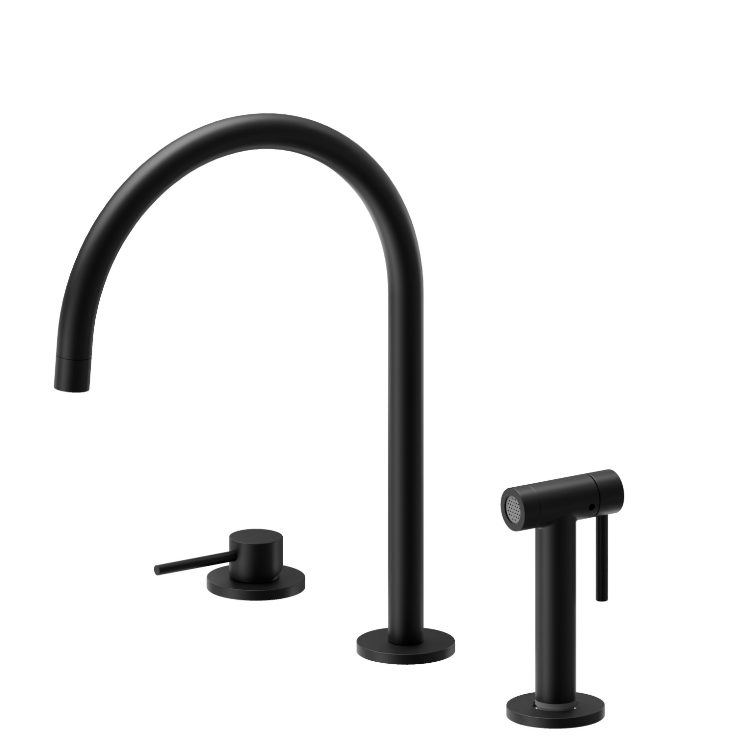 Set per lavello composto da miscelatore monocomando, bocca tonda girevole e doccetta “sidespray” - finitura Nero opaco