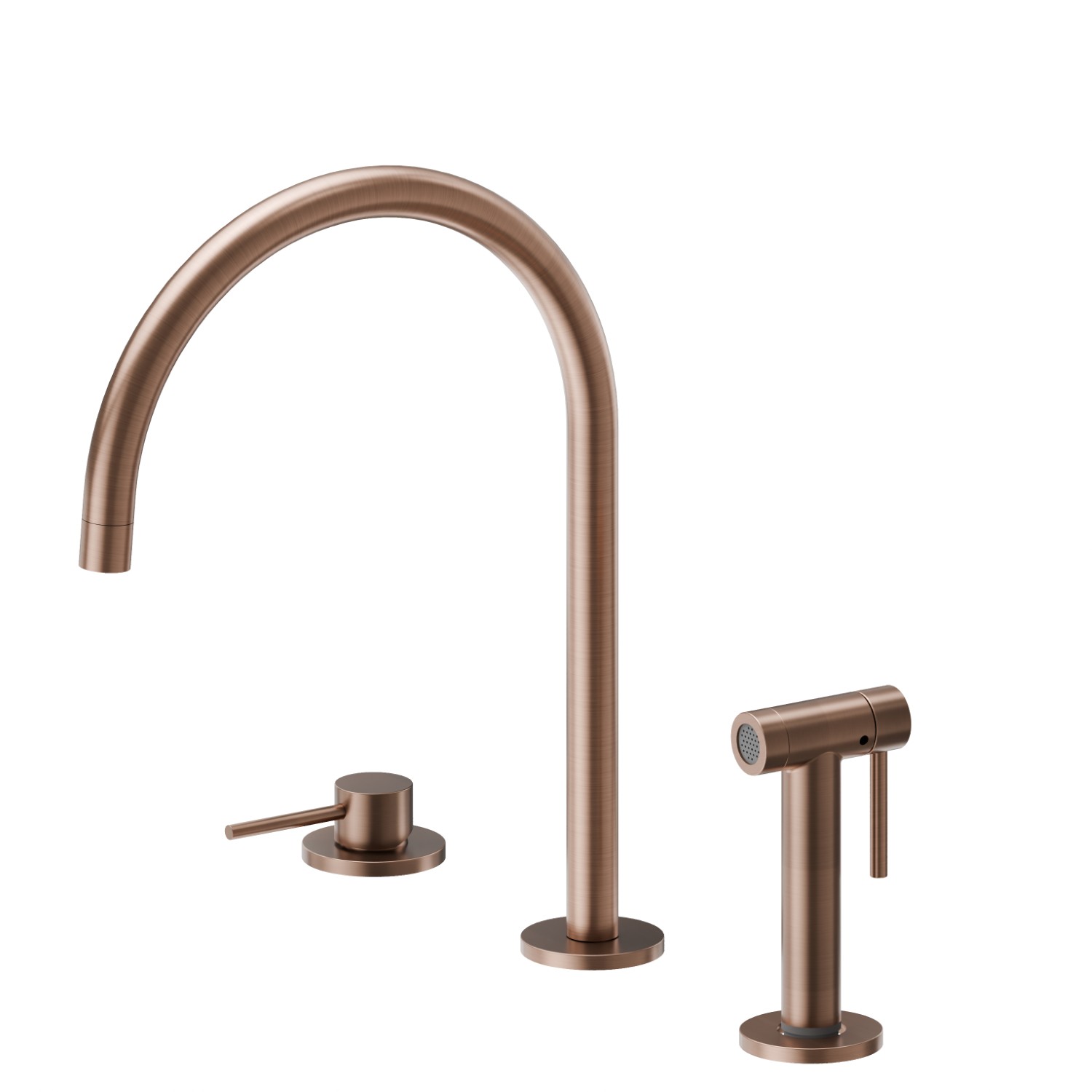 Set per lavello composto da miscelatore monocomando, bocca tonda girevole e doccetta “sidespray” - finitura PVD Brushed Copper Bronze