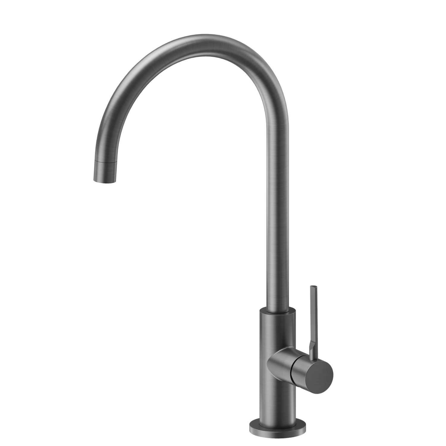 Single-lever sink mixer with round swivel spout - finish PVD Brushed Gun Metal