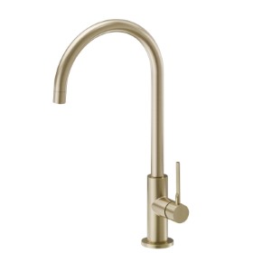 Single-lever sink mixer with round swivel spout - finish PVD Brushed Pale Gold