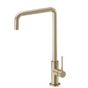 Single-lever sink mixer with squared swivel spout - finish PVD Brushed Pale Gold