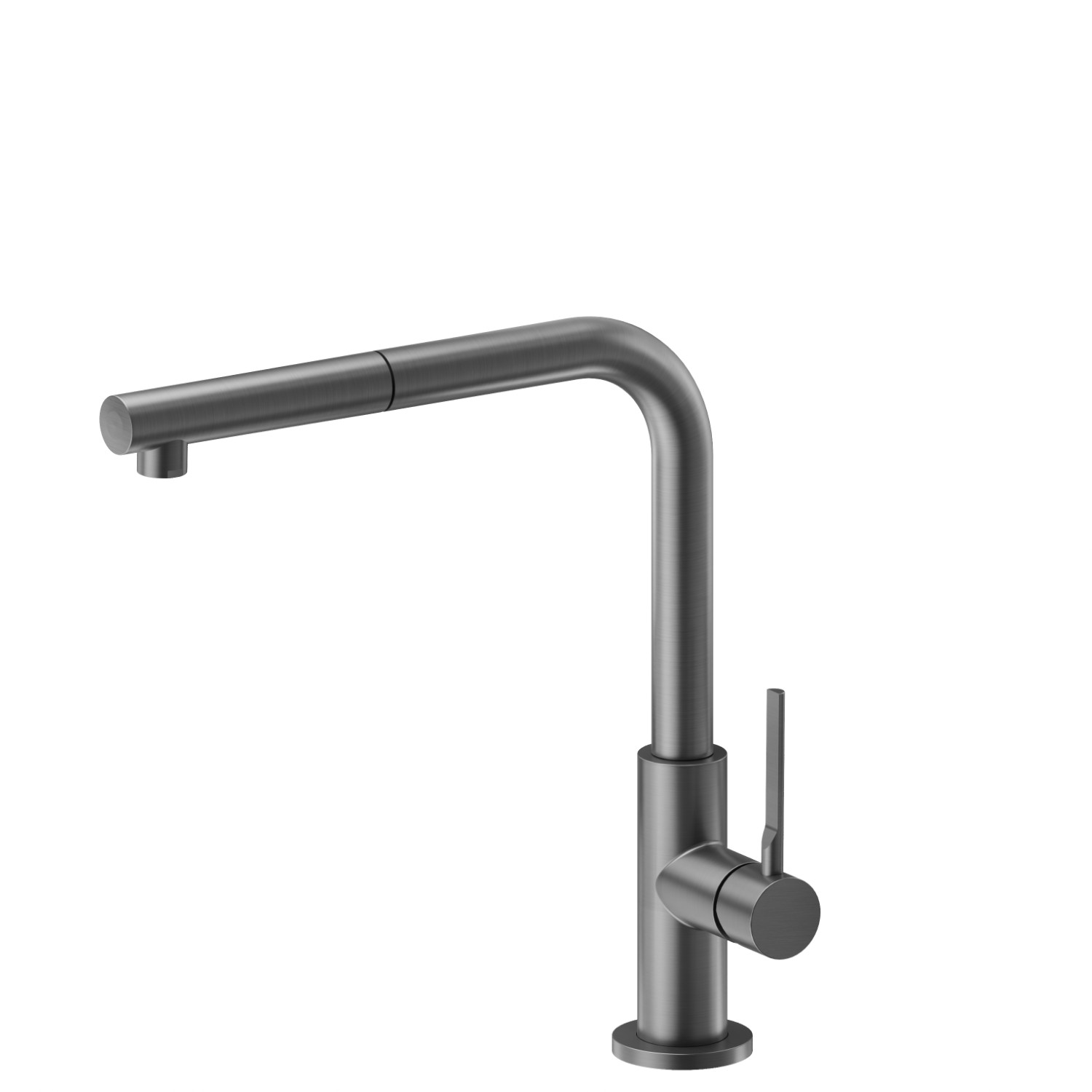 Miscelatore monocomando per lavello con bocca “L” girevole e doccetta estraibile - finitura PVD Brushed Gun Metal