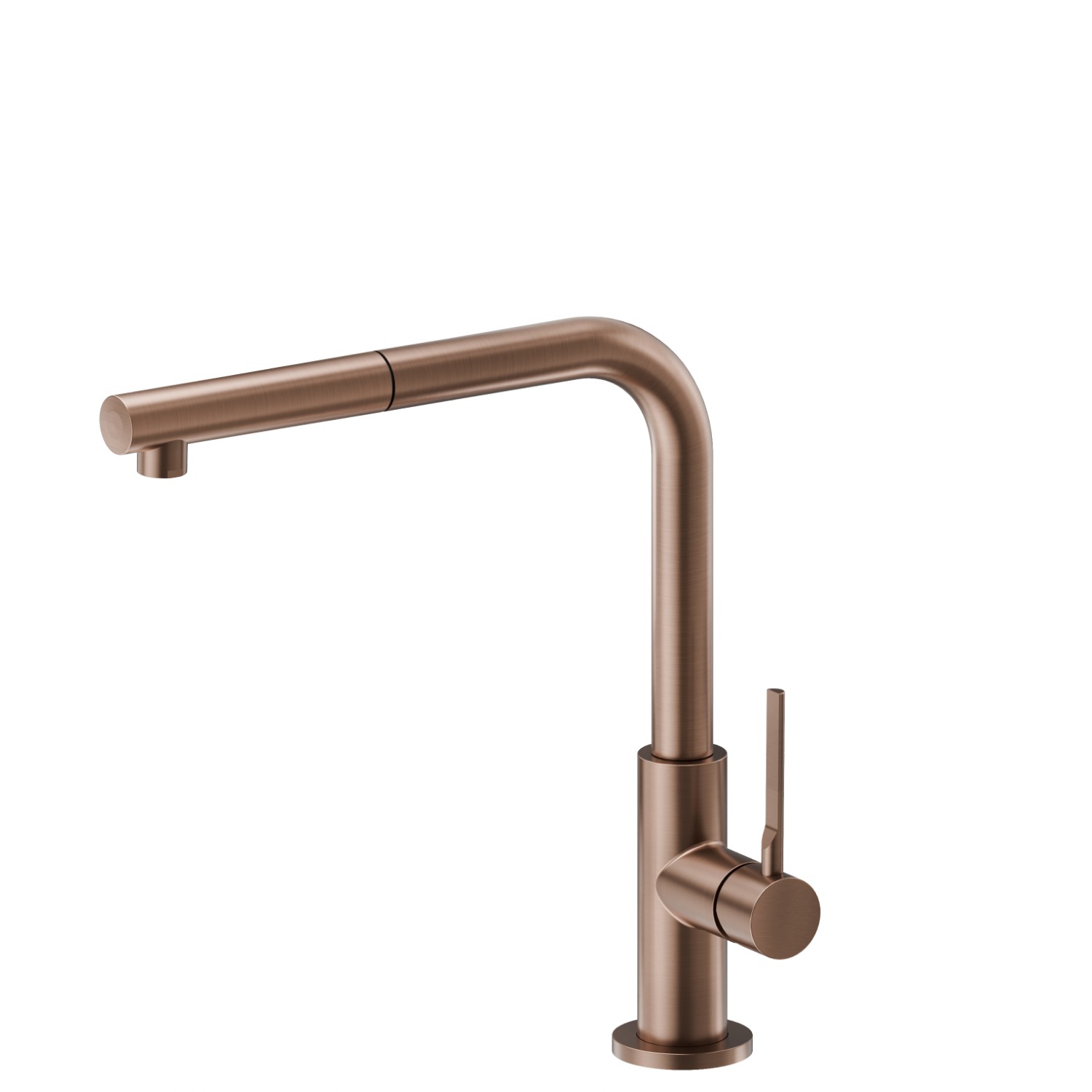 Miscelatore monocomando per lavello con bocca “L” girevole e doccetta estraibile - finitura PVD Brushed Copper Bronze
