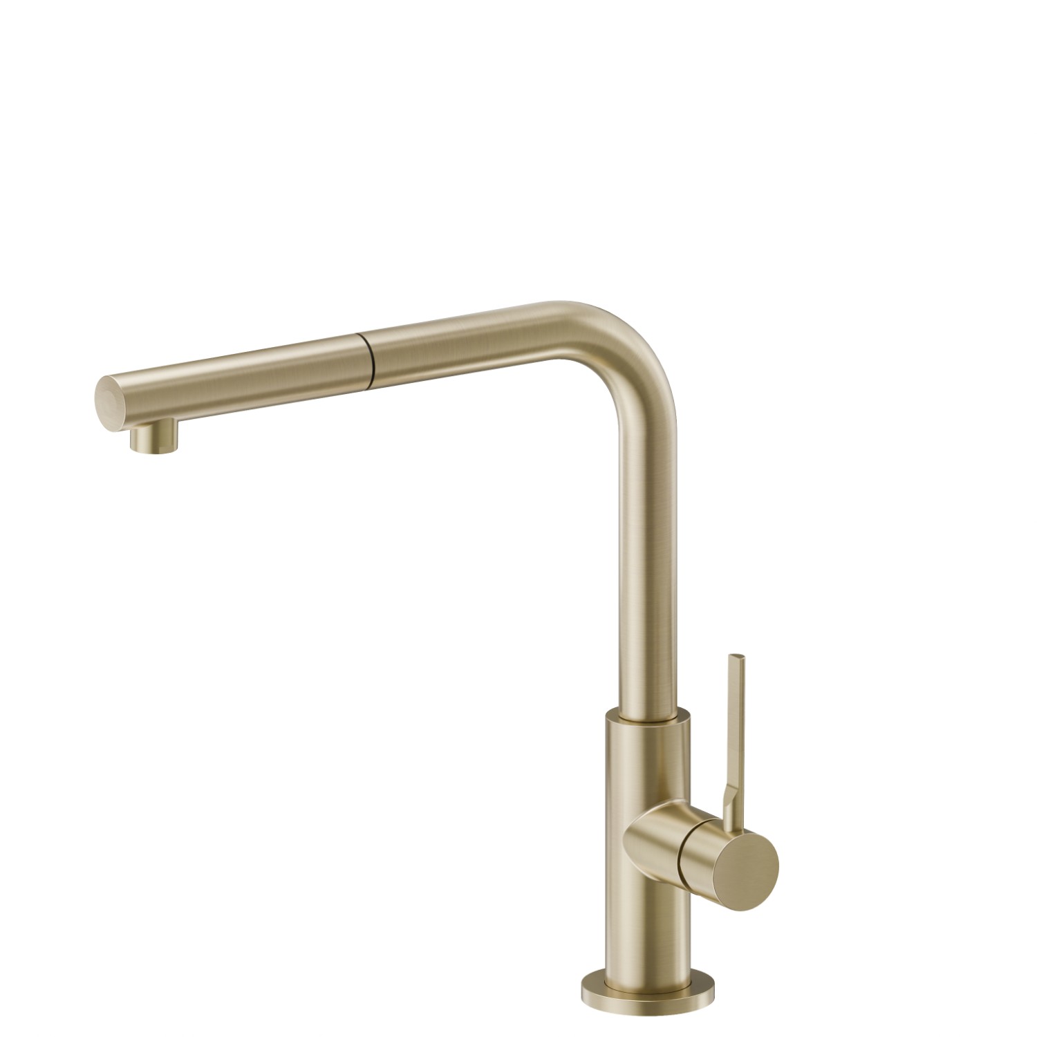 Miscelatore monocomando per lavello con bocca “L” girevole e doccetta estraibile - finitura PVD Brushed Pale Gold