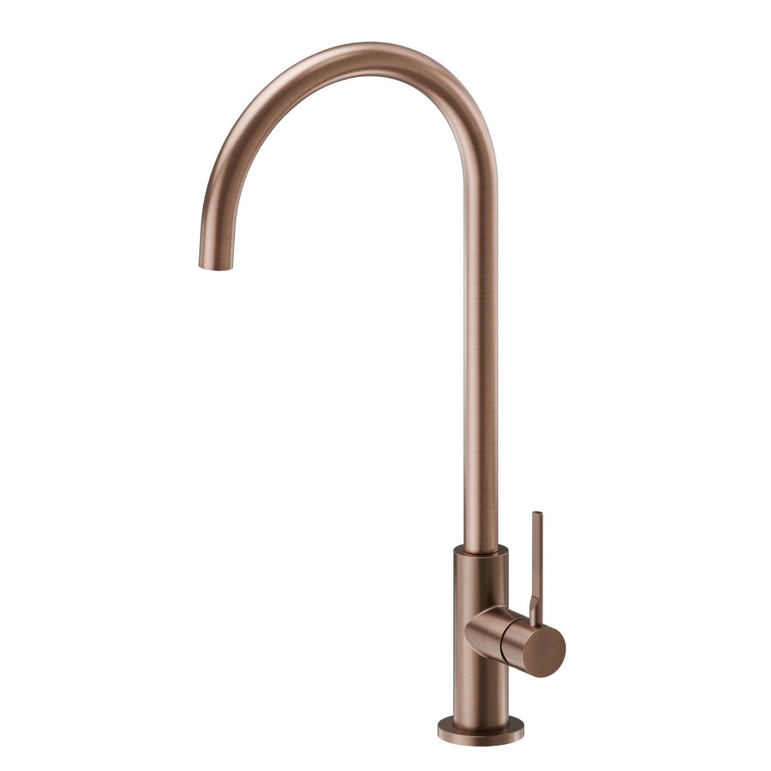 Miscelatore monocomando per lavello con bocca alta tonda girevole - finitura PVD Brushed Copper Bronze