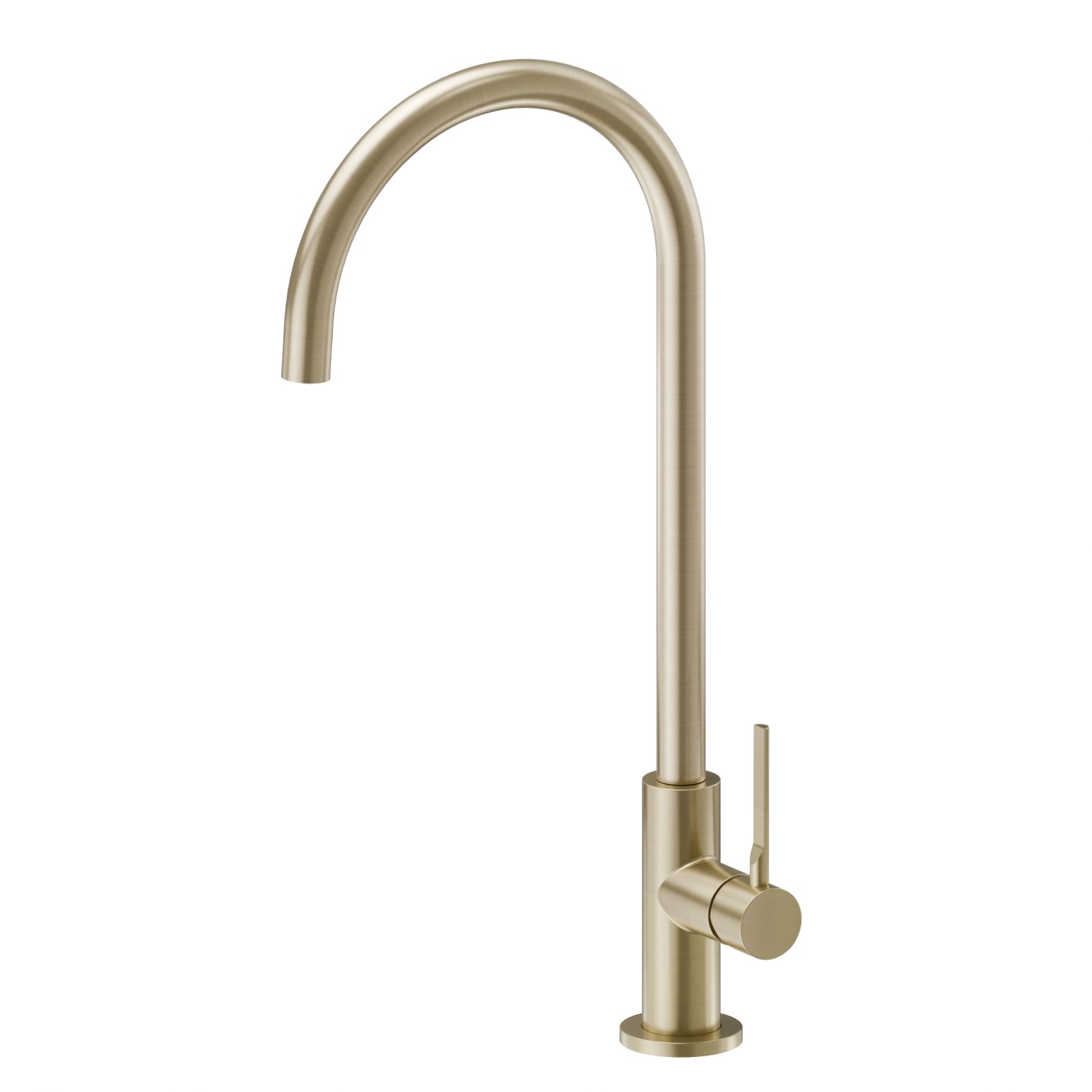 Miscelatore monocomando per lavello con bocca alta tonda girevole - finitura PVD Brushed Pale Gold