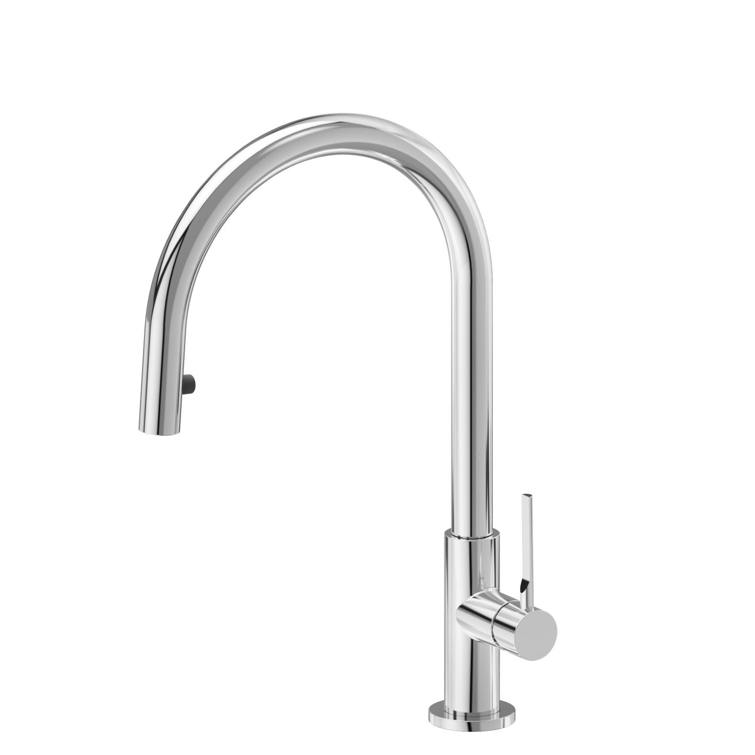 Single-lever sink mixer, round swivel spout and single jet retractable pull-down hand shower - finish Chrome