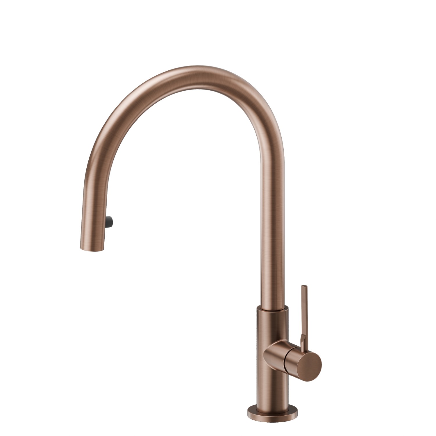 Miscelatore monocomando per lavello con bocca tonda girevole e doccetta estraibile monogetto a scomparsa - finitura PVD Brushed Copper Bronze