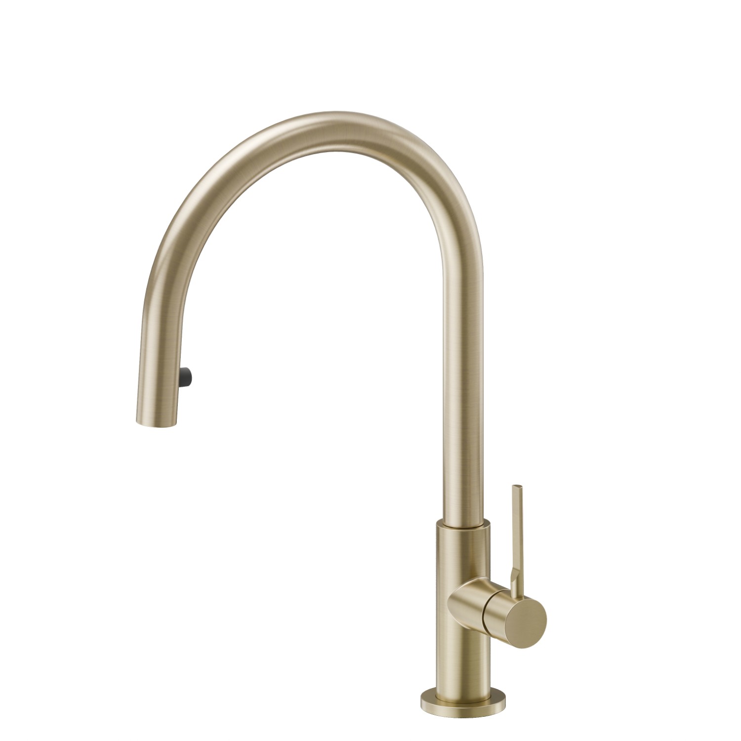 Miscelatore monocomando per lavello con bocca tonda girevole e doccetta estraibile monogetto a scomparsa - finitura PVD Brushed Pale Gold