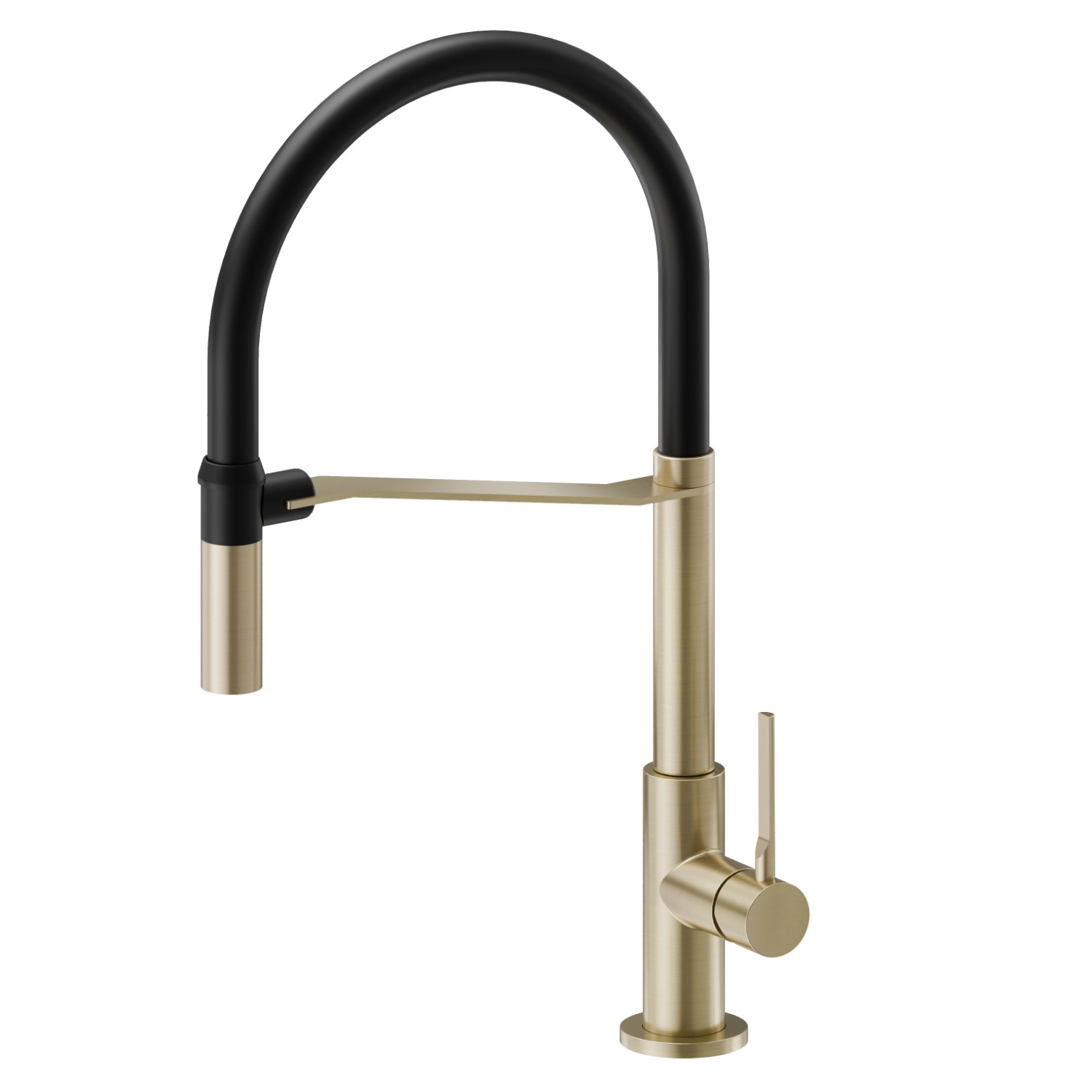 Miscelatore monocomando “semiprofessionale” per lavello con bocca girevole e orientabile - finitura PVD Brushed Pale Gold + Matt black