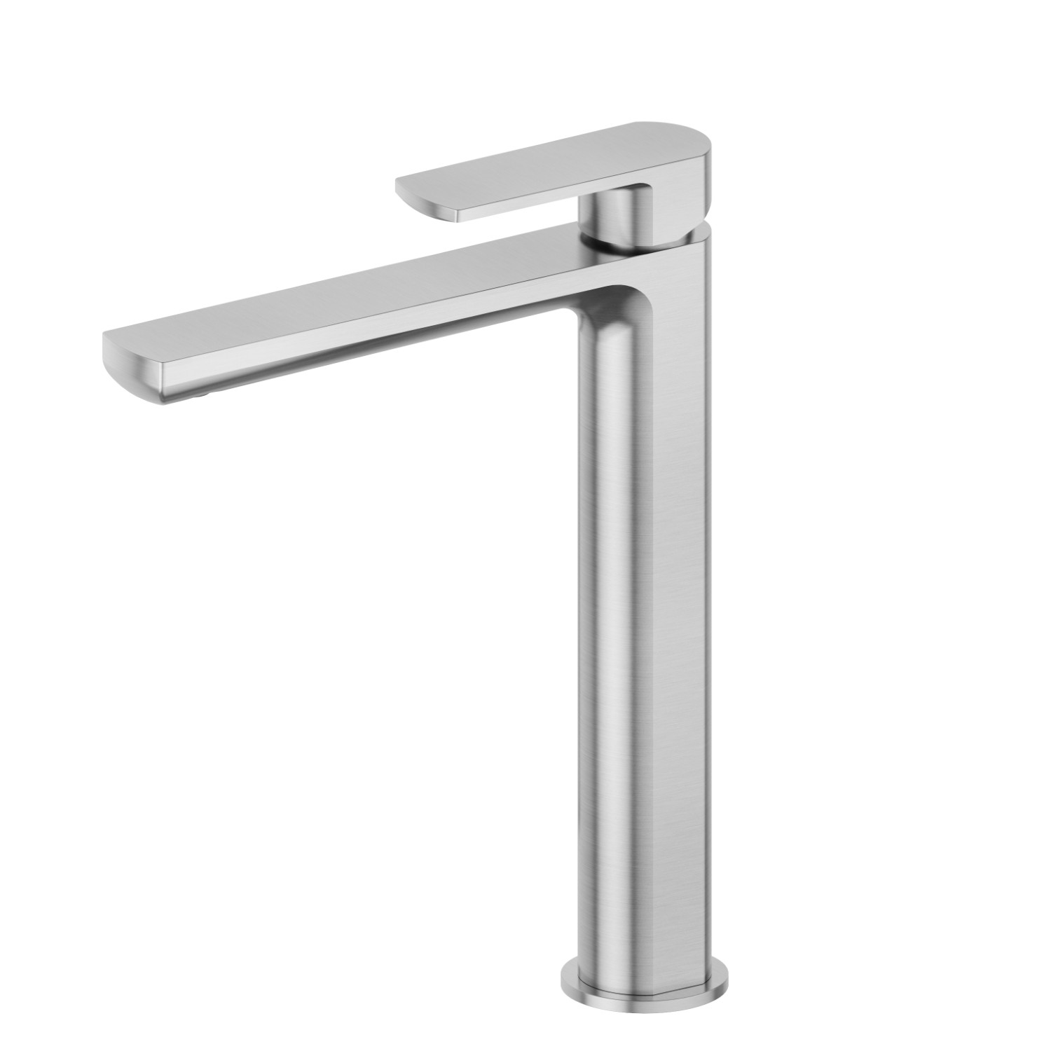 Single lever basin mixer, high version, for above counter basin - finish PVD Brushed steel