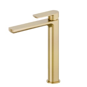 Single lever basin mixer, high version, for above counter basin - finish PVD Brushed Gold
