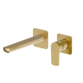Single lever wall mixer group.  Ø75 - finish PVD Brushed Gold
