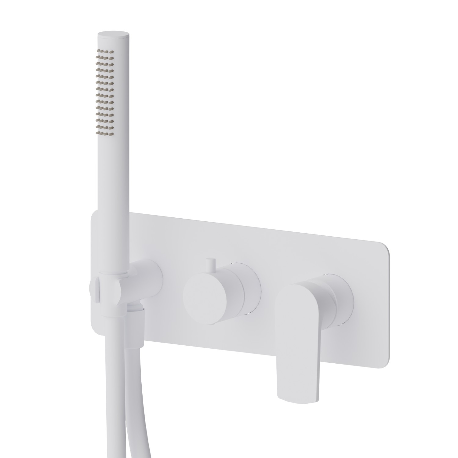 Complete concealed shower group, with shower set and 2 ways out diverter - finish Matt White
