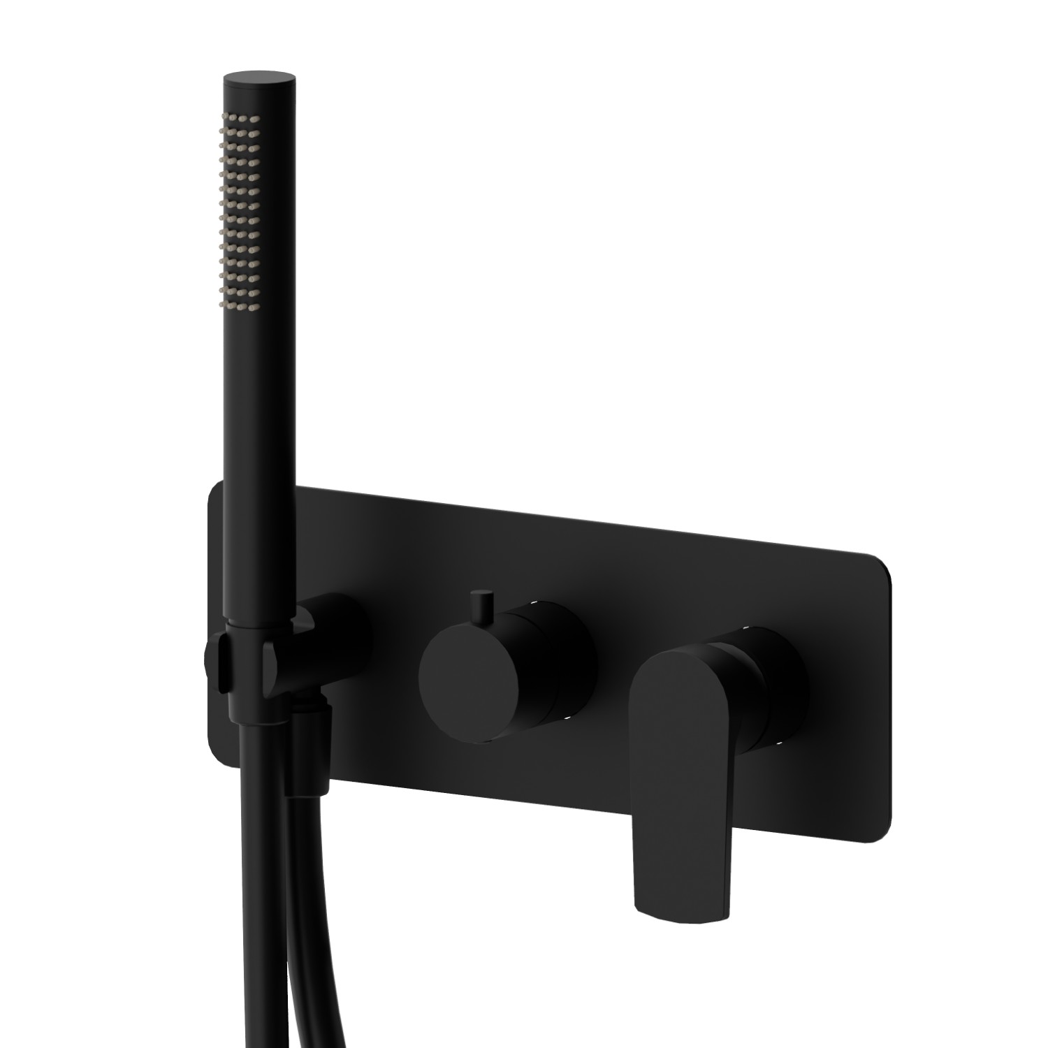 Complete concealed shower group, with shower set and 2 ways out diverter - finish Matt Black