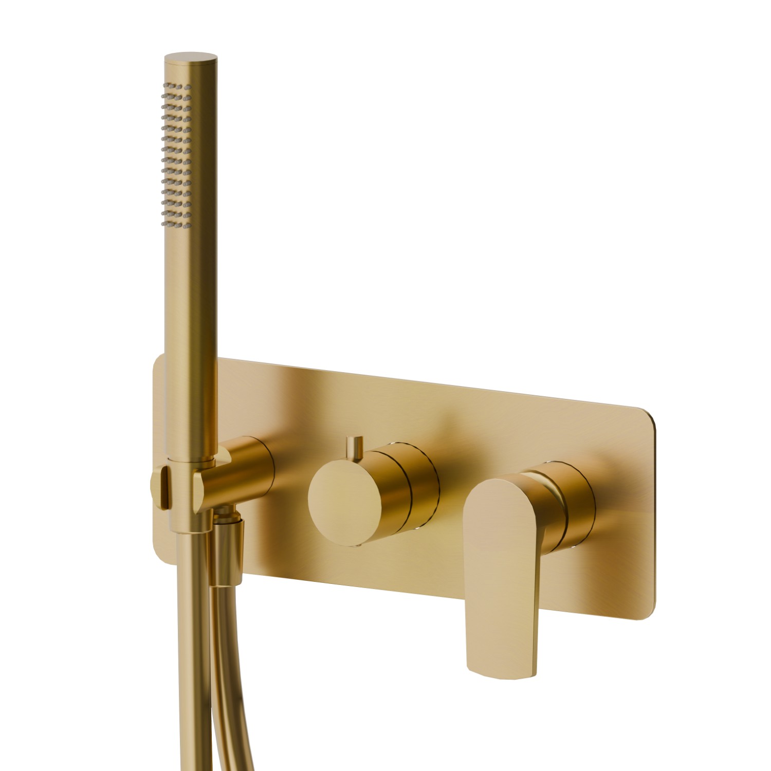 Complete concealed shower group, with shower set and 2 ways out diverter - finish PVD Brushed Gold