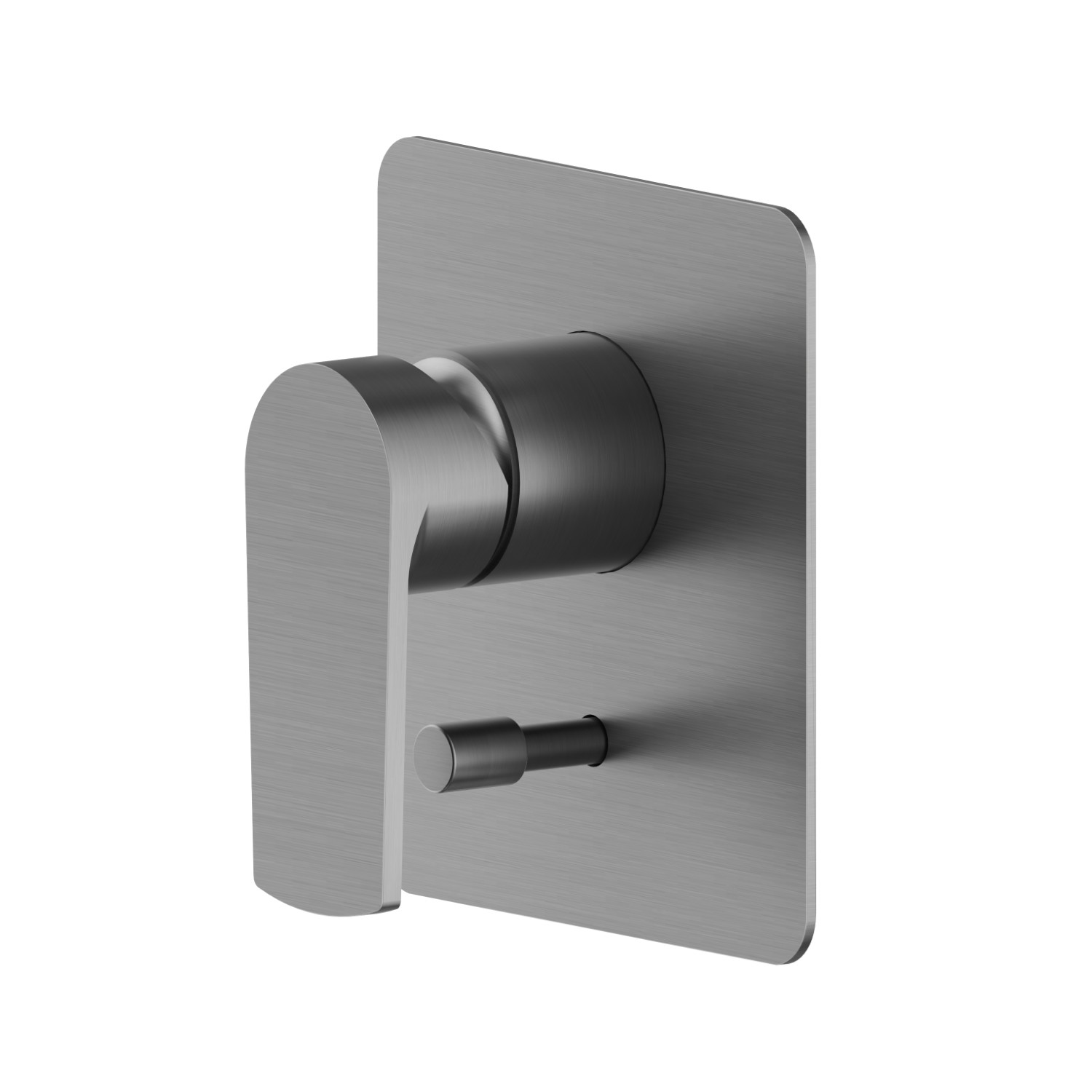 Mitigeur encastré 2 sorties avec inverseur automatique (entrées et sorties de 1/2”). Façade murale - finition PVD Brushed Gun Metal