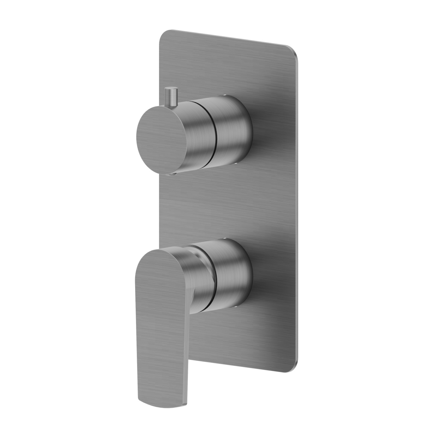 Miscelatore monocomando ad incasso con deviatore meccanico a 2 uscite. Parte esterna. Ingressi ed uscite da 1/2” - finitura PVD Brushed Gun Metal